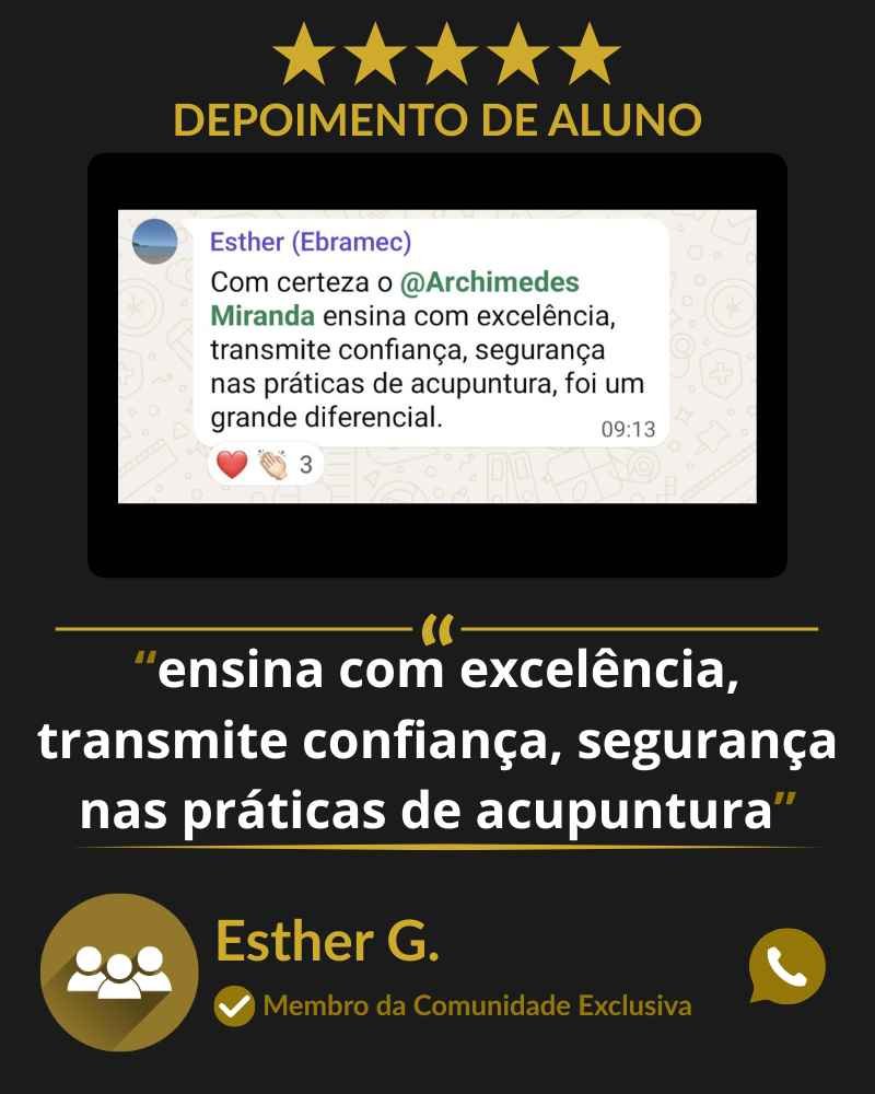 Depoimento de aluno da Comunidade Exclusiva do e-book Protocolos de Ouro da Acupuntura Chinesa.