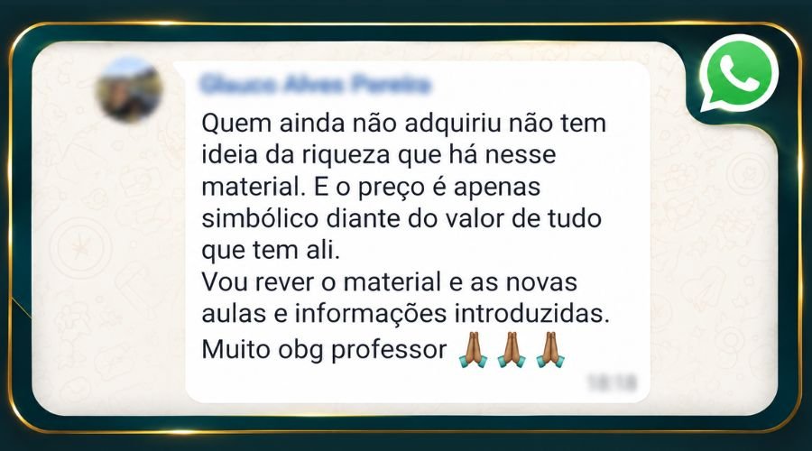 Depoimento de aluno destacando a riqueza e o valor do Protocolos de Ouro da Acupuntura Chinesa.