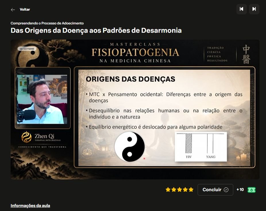 Aula sobre as Origens das Doenças na Masterclass em Fisiopatogenia da Medicina Tradicional Chinesa, disponível no Protocolos de Ouro.
